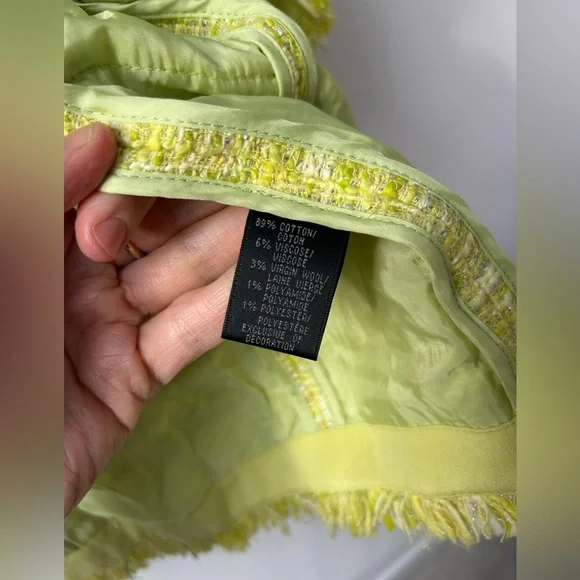 Lafayette 148 tweed yellow green jacket blazer - Picture 3 of 7